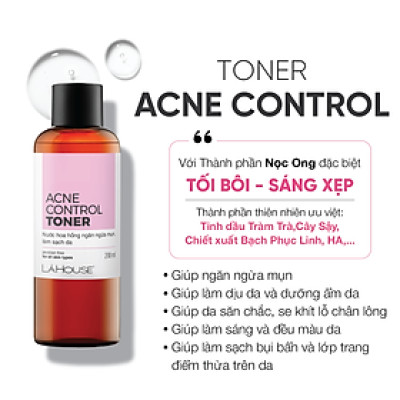 Nước hoa hồng giúp ngăn ngừa mụn, giảm nhờn cho da, da mịn màng  Lá House Acne Control Toner 100ml/200ml