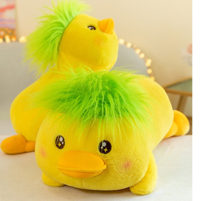 Thú nhồi bông vịt vàng có tóc xanh siêu cháy - Size từ 50cm đến 90cm - Quà tặng gấu bông con vịt vàng lông mềm mịn.