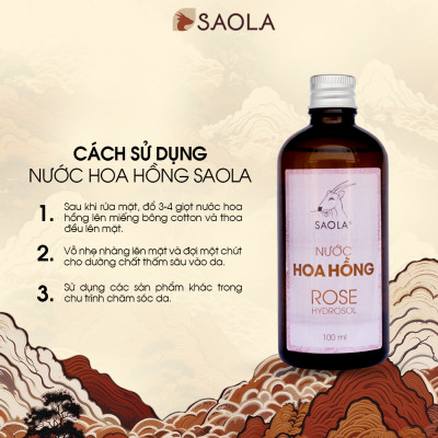 Nước hoa hồng thương hiệu Sao la (100ml): Dưỡng ẩm, làm se  khít lỗ chân lông, làm mịn và ngăn ngừa lão hóa da, làm sạch da, 100% thuần chay, từ tự nhiên, an toàn, lành tính - Hàng Chính Hãng