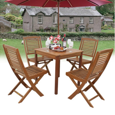 Bộ Bàn Maluku 4 Ghế Xếp Cermin IBIE NS3013A (70 x 70 x 72 cm) - Nâu