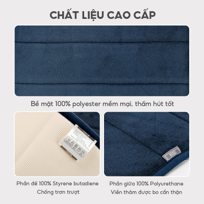 Thảm lau chân Lebenlang LBL8181 thấm hút nước đế cao su chống trơn trượt phòng tắm - hàng chính hãng