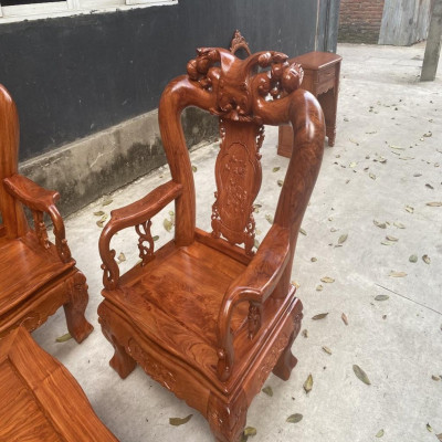 Bộ Bàn Ghế Minh Quốc Đào Gỗ Hương Đá