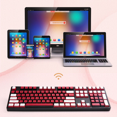 Bàn phím cơ không dây Newmen GM1080 Kailhbox white/ Red Axis- Hàng Chính Hãng 