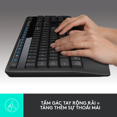 Combo chuột phím không dây Logitech MK345 - 1 đầu thu USB, pin lâu, chống tràn, fullsize - Hàng chính hãng