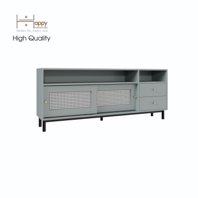[Happy Home Furniture] ROTAN, Tủ lưu trữ 2 cánh lùa - 2 ngăn kéo - chân sắt, 160cm x 30cm x 64cm ( DxRxC), TCL_032