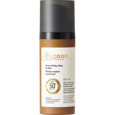 Kem chống nắng bí đao Cocoon Winter Melon Sunscreen SPF 50+ PA++++ giúp bảo vệ da (50ml) - Hàng chính hãng