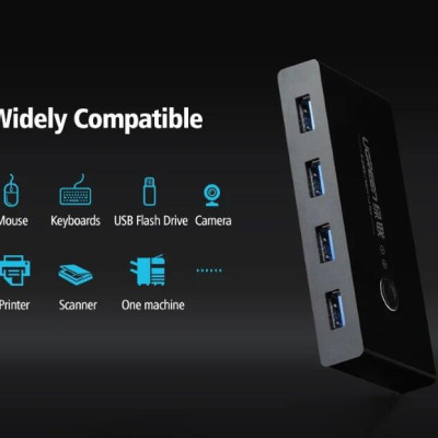 Ugreen UG30767US216TK Bộ chuyển mạch USB 2.0 gộp 4 thiết bị vào 2 máy tính cao cấp - HÀNG CHÍNH HÃNG