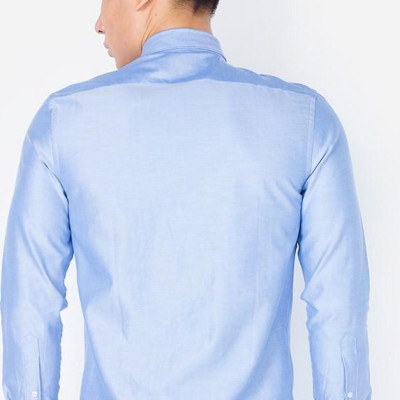 Áo sơ mi nam dài tay ALIGRO 100% chất cotton xanh nước biển, cổ bẻ dáng ôm body ALGS050