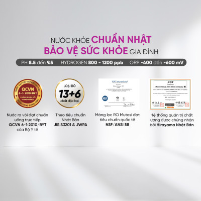 [Miễn phí vận chuyển & lắp đặt] Máy lọc nước Nóng - Lạnh - RO - Ion Kiềm Hydrogen. Hàng chính hãng Mutosi MP-S1021H - 10 cấp lọc, 2 vòi 4 chế độ nước