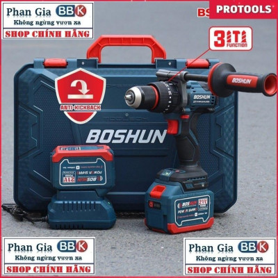 Máy [chính hãƞg] Khoan Pin BOSHUN BS-ID135AK , Anti-kickback, Động cơ Không chổi than 135Nm, 13mm, 3 chức năng