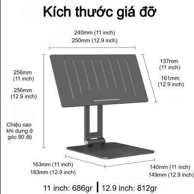 Giá đỡ hít nam châm Choetech H068 cho i-Pad pro 11inch và Choetech H069 cho i-Pad 12.9inch ( Hàng chính hãng)