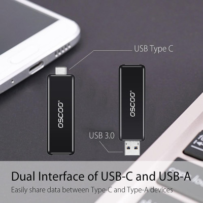 OSCOO USB 3.0 Type-C 64G Flash Drive tốc độ cao Thay thế đĩa U cho máy tính điện thoại thông minh Type-C MacBook mới