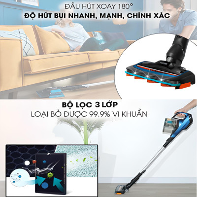 Máy hút bụi cầm tay không dây Philips dạng cán 3 trong 1 SpeedPro Aqua Thương hiệu Hà Lan cao cấp FC6730/81 - HÀNG NHẬP KHẨU, BẢO HÀNH 12 THÁNG