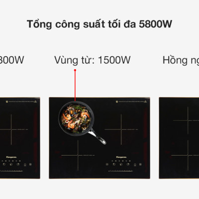 Bếp Từ Hồng Ngoại 3 Vùng Nấu Lắp Âm Kangaroo KG446i - Hàng Chính Hãng