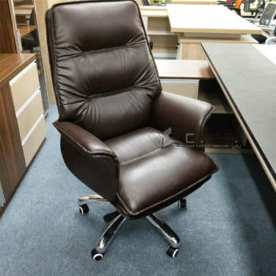 Ghế Giám đốc nệm da pvc cao cấp CM4416-P Nội thất Capta Ghế xoay lớn dành cho các Sếp nệm da pvc màu nâu hoặc đen tay tựa kiểu chân thép xoay có bánh xe nhựa chắc chắn tại tp hcm 