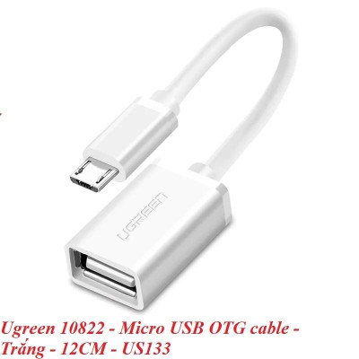 Ugreen UG10822US133TK 12CM màu Trắng Cáp chuyển đổi MICRO USB sang USB âm hỗ trợ OTG - HÀNG CHÍNH HÃNG