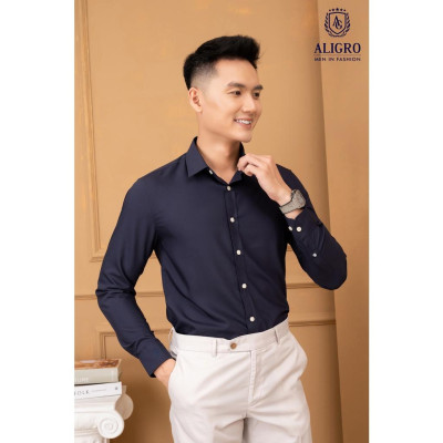 Áo sơ mi slimfit dài tay navy Aligro ALGS226