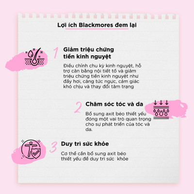 Combo Tinh Dầu Hoa Anh Thảo Hỗ Trợ Cân Bằng Nội Tiết Tố Blackmores Evening Primrose Oil Lọ 190 Viên và Viên Uống Dầu Cá Bổ Sung Omega Hỗ Trợ Cho Tim, Mắt và Da Blackmores Double Omega High Strength Lọ 90 Viên