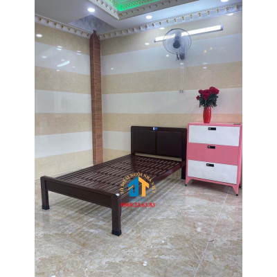 Giường sắt kiểu gỗ cao cấp ĐẠI THÀNH - 1M2X2M, tháo lắp dễ dàng, miễn phí vận chuyển nội thành