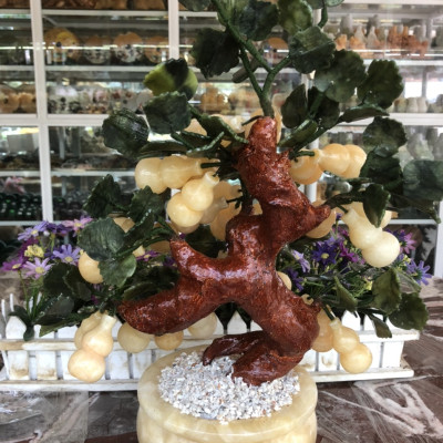 Cây tài lộc hồ lô phong thủy đá ngọc hoàng long - Cao 42 cm