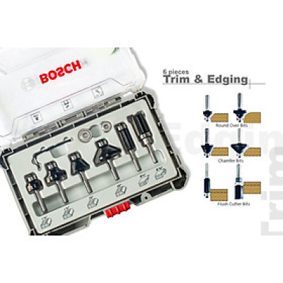 BỘ MŨI PHAY CẠNH 6 MÓN (MỚI) BOSCH 2607017470 - HÀNG CHÍNH HÃNG