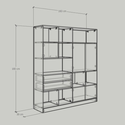 [Happy Home Furniture] CATY , Kệ sách nhiều ngăn - 1m6 x 1m8 ,  160cm x 38cm x 180cm (DxRxC), KSA_026