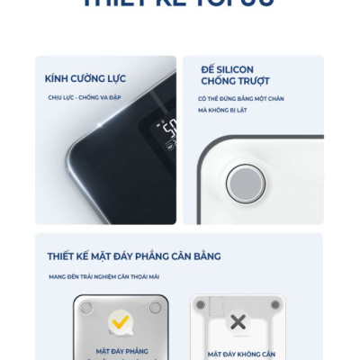 Cân điện tử sức khỏe thông minh Rapido RSB05–BS kết nối bluetooth, đo 21 chỉ số, bảo hành 12 tháng