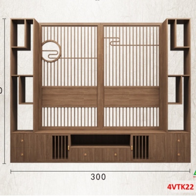Vách ngăn phòng khách, vách ngăn tủ kệ bằng gỗm bình phong tranh 4VTK22 - NỘI THẤT LẮP RÁP VIENDONGADV