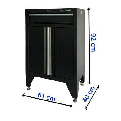 Tủ dụng cụ CSPS 61cm - 01 hộc kéo màu đen, tay cầm trắng kèm chân tủ