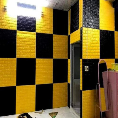 Bộ 10 Tấm Xốp Dán Tường 3D Giả Gạch Đen 70cmx77cm