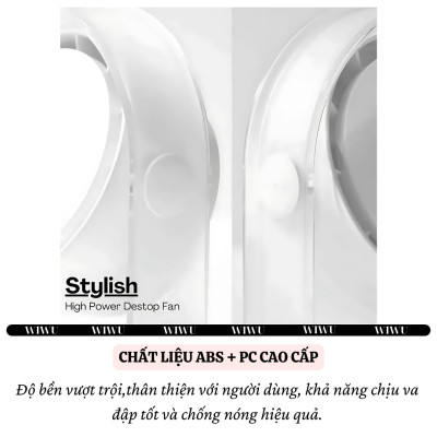 Quạt làm mát tuarbin mini để bàn hiệu HOTCASE WlWU Snow Wi-FS07 - Trang bị 4 cập độ gió, Pin sạc tích điện, Gió Mạnh, Êm Ái - Hàng nhập khẩu