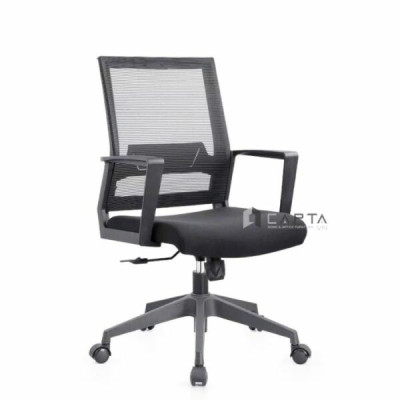 Ghế nhân viên lưng lưới CE4554-M Nội thất Capta Ghế ngồi làm việc ngã gật gù thư giãn lưng lưới nệm vải khung nhựa đen tay nhựa vòng chân nhựa đen có bánh xe office chair hcm