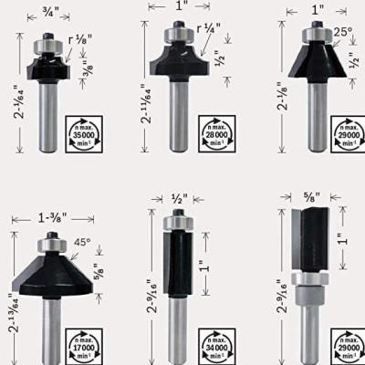 BỘ MŨI PHAY CẠNH 6 MÓN (MỚI) BOSCH 2607017470 - HÀNG CHÍNH HÃNG