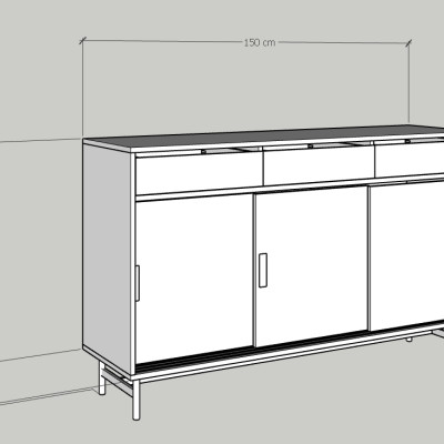 [Happy Home Furniture] LUCA, Tủ lưu trữ 3 cánh lùa - Chân sắt, 150cm x 40cm x 90cm ( DxRxC), TCL_016