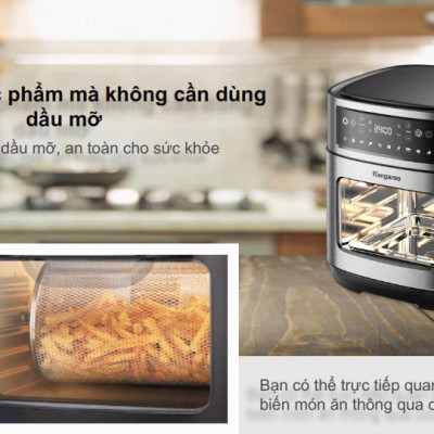 Lò chiên không dầu 12L Kangaroo KG12AF1A - Rapid Air - 1800W - Hàng chính hãng, Bảo hành 12 tháng