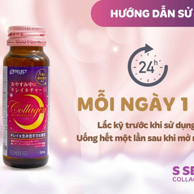 [Mua 1 Tặng 1] Nước Uống Đẹp Da S Select Collagen Drink Collagen Peptide, Chống Lão Hóa Da, Khỏe Tóc & Móng (Hộp 10 lọ)