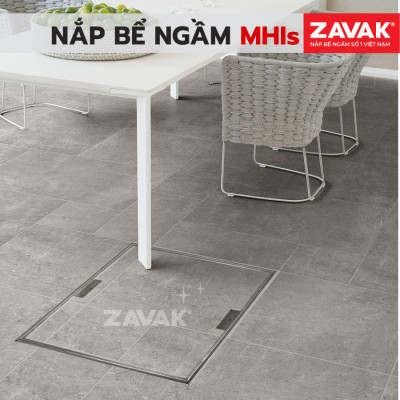 Nắp Bể Ngầm Trong Nhà 50x50cm Inox 304 ZAVAK MHIs-50 Nắp bể nước âm sàn, Nắp hố ga Inox 304