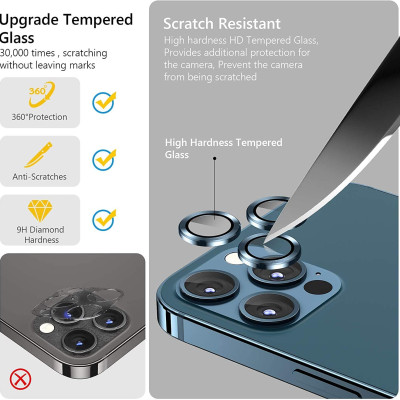 Bộ miếng dán kính cường lực bảo vệ Camera cho iPhone 13 Pro Max hiệu Wiwu Guard Lens Ring mang  lại khả năng chụp hình sắc nét full HD (độ cứng 9H, chống trầy, chống chụi & vân tay, bảo vệ toàn diện) - hàng nhập khẩu