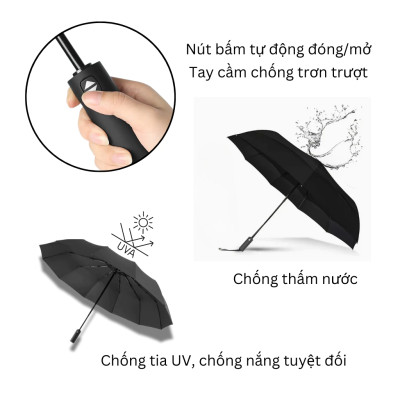 Ô dù che mưa che nắng chống UV Basic Nason Umbrella 8 nan đóng mở tự động gấp nhỏ gọn cầm tay