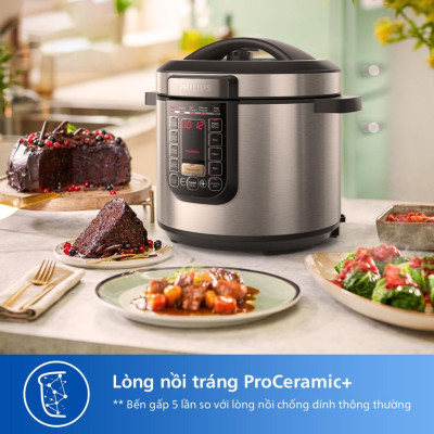 Nồi Áp Suất Điện Philips HD2237/66, Dung Tích 6Lit -  Công Suất 1300W, Hàng Chính Hãng