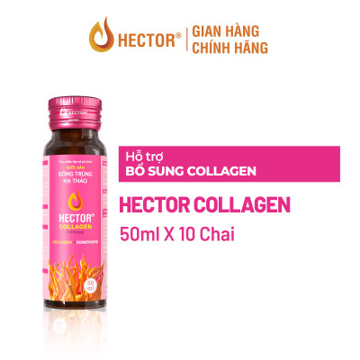 Bộ 2 Hộp 10 Chai Nước Uống Đông Trùng Hạ Thảo HECTOR Collagen chống lão hóa da cấp ẩm (20x50ml)