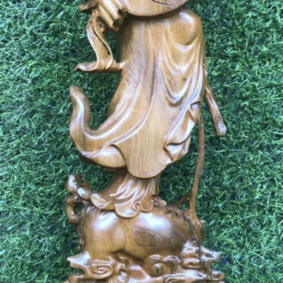 Tượng đạt ma sư tổ gỗ bách xanh thơm phức kt 40×14×8cm 