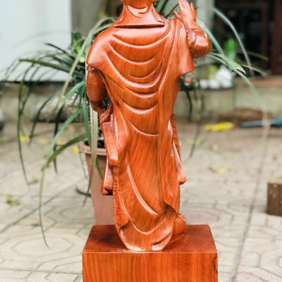 Tượng hoàng đế quang trung ,nguyễn huệ bằng gỗ hương đá kt cao 60×22×17cm