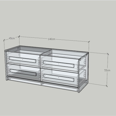 HAPPY FURNITURE , Tủ lưu trữ 4 ngăn kéo - RUBEL, THK_258, 140cm x 45cm x 55cm DxRxC