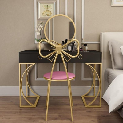 Bộ bàn ghế trang điểm: Bàn phấn hai ngăn hộp vuông chân khung vuông chữ C  + Ghế  + Gương