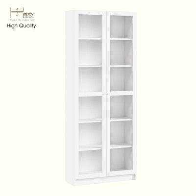 HAPPY FURNITURE , Kệ sách 6 tầng cửa kính - CATY, KSA_074 , 80cm x 30cm x 202cm DxRxC