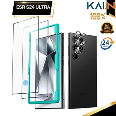 Bộ 2 Kính Cường Lực ESR cho Samsung Galaxy S24 Ultra, ESR Tempered-Glass Screen và Camera Lens Protectors Set_ Hàng chính hãng