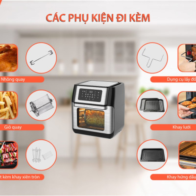 NỒI CHIÊN KHÔNG DẦU KALITE Q10 HÀNG CHÍNH HÃNG - QUÀ TẶNG KÈM BÌNH XỊT DẦU + KẸP GẮP