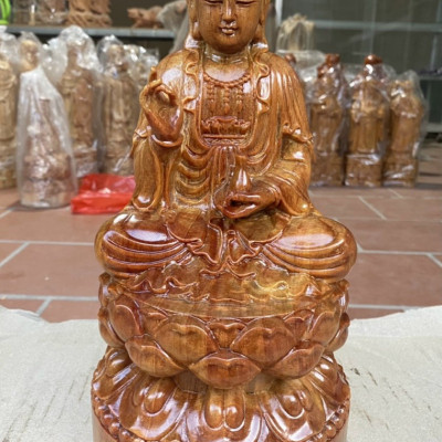 Tượng phật bà quan thế âm bồ tát bằng gỗ huyết long kt cao 30×15×15cm