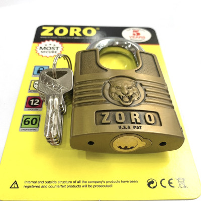 Ổ khóa chống cắt ZORO 6 phân đầu cọp càng chống cắt ,khóa cửa chống gỉ chống nước cao cấp